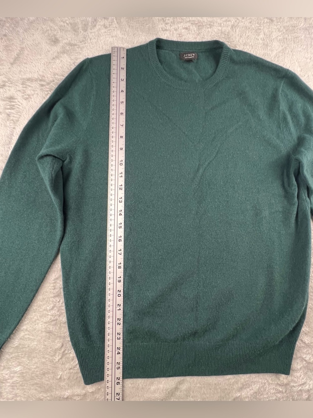 J.Crew 100% Cashmere Sweater Mens Size M Green Crewneck Long Sleeve Luxury - Picture 3 of 13